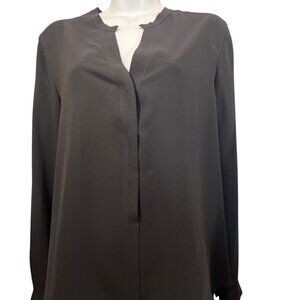 ANNE KLEIN black LS blouse V neck Women L $49